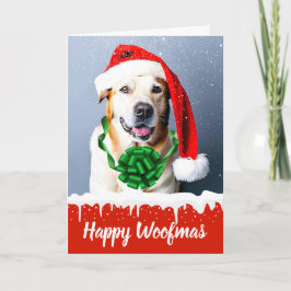 Lycklig Woofmas Cute Jul-Hund i Snö Helgkort