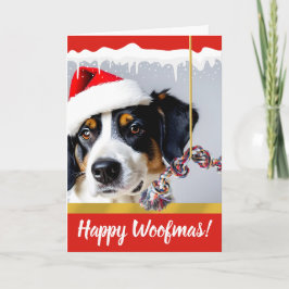 Lycklig Woofmas-julen i Hund Snö Helgkort