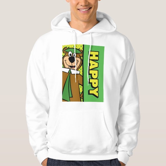Lycklig Yogi Bear Hoodie (Framsida)