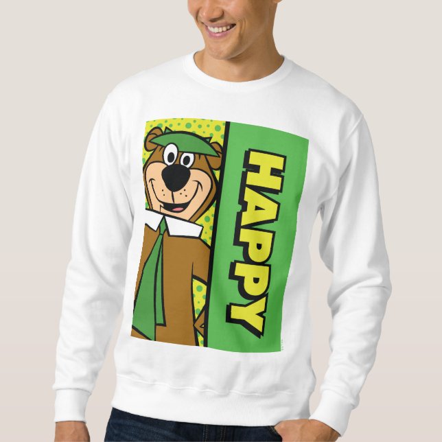 Lycklig Yogi Bear Lång Ärmad Tröja (Framsida)