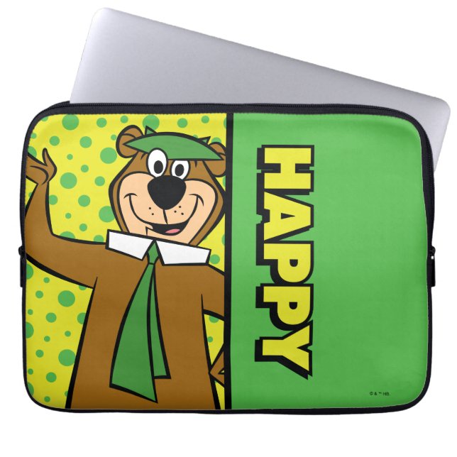 Lycklig Yogi Bear Laptop Fodral (Framsidan)
