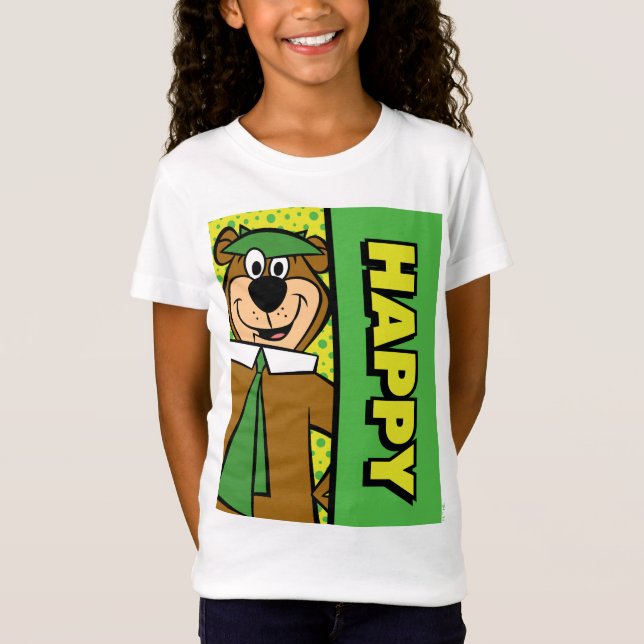 Lycklig Yogi Bear T Shirt (Framsida)