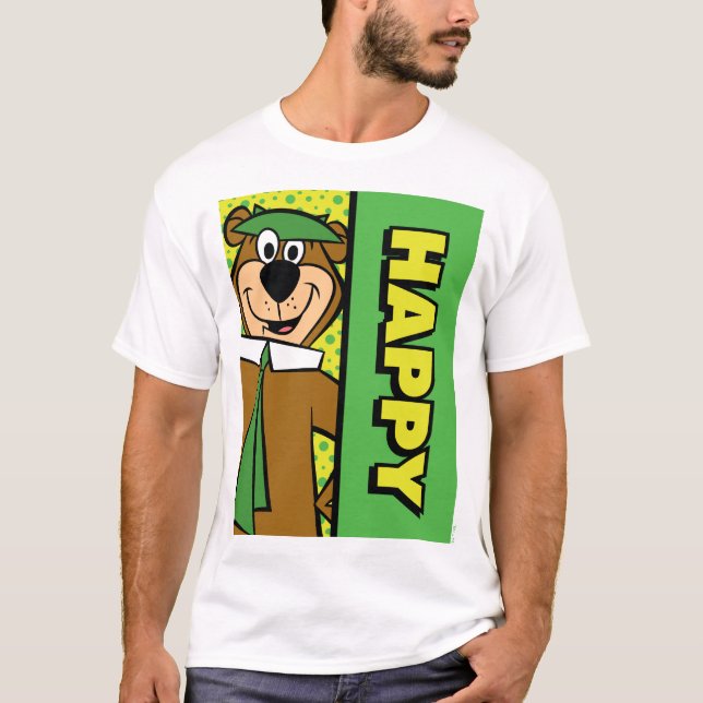 Lycklig Yogi Bear T Shirt (Framsida)