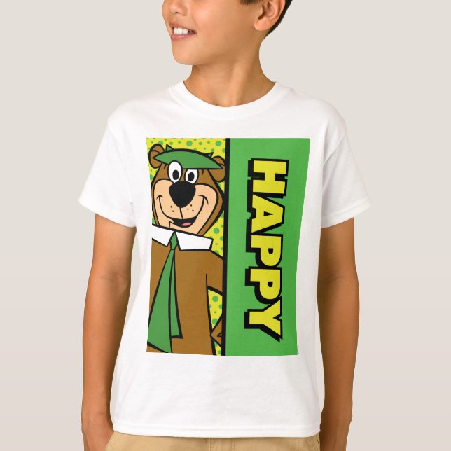 Lycklig Yogi Bear T Shirt (Framsida)