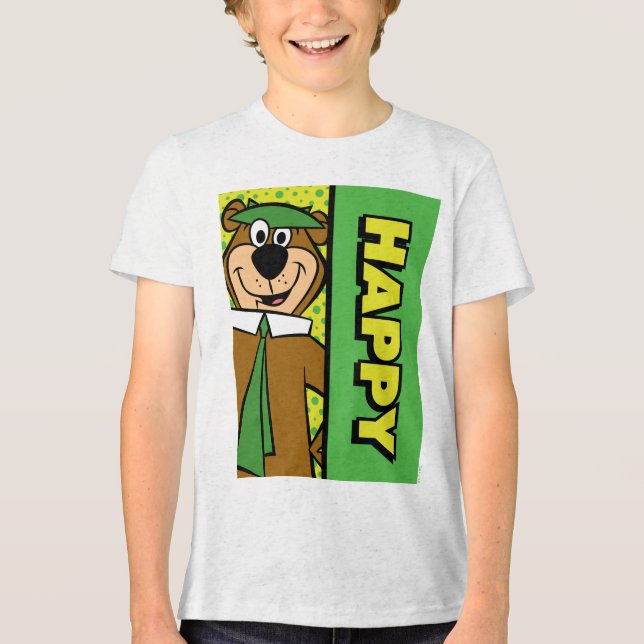 Lycklig Yogi Bear T Shirt (Framsida)