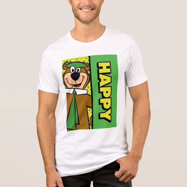 Lycklig Yogi Bear T Shirt (Framsida)