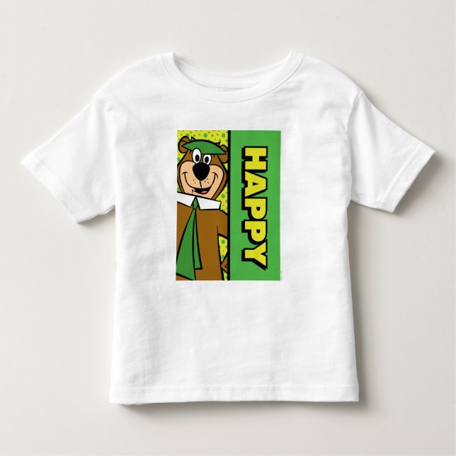 Lycklig Yogi Bear T Shirt (Framsida)