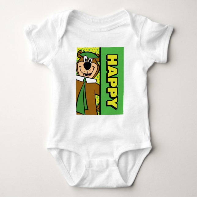Lycklig Yogi Bear T Shirt (Framsida)