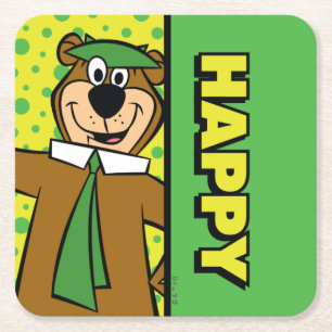 Lycklig Yogi Bear Underlägg Papper Kvadrat