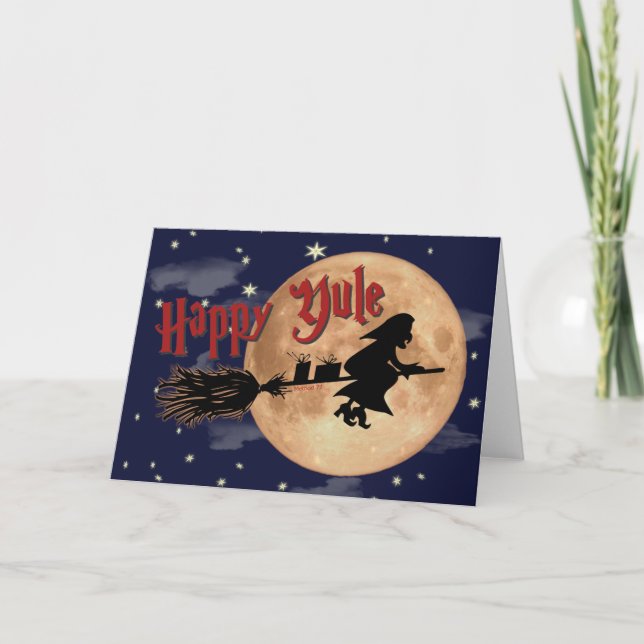 Lycklig Yule Witch Julafton Card Helgkort (Framsida)