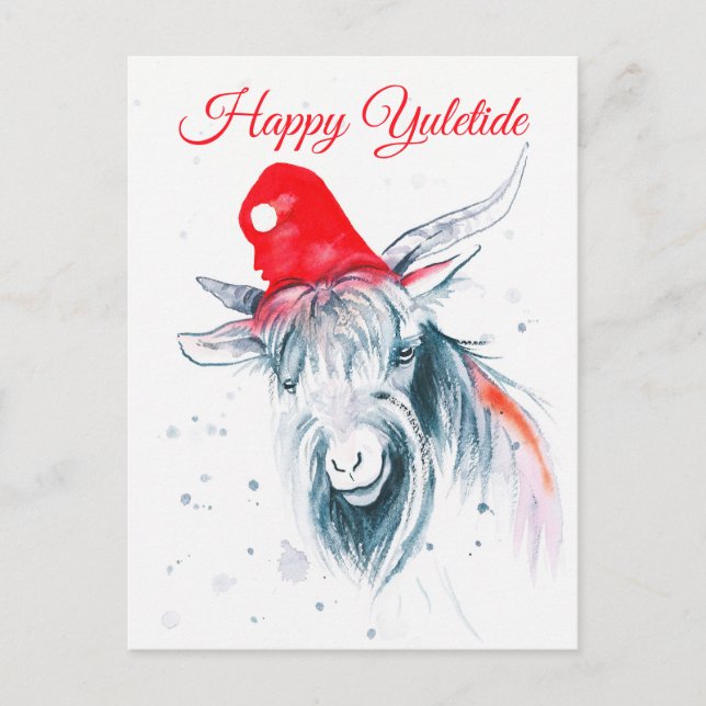 Lycklig Yuletide julgoat Helgdag vykort (Framsida)