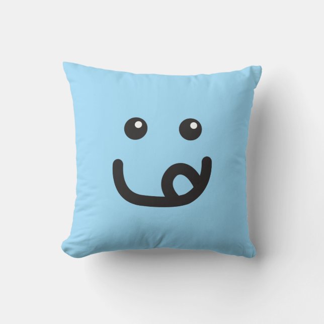 Lycklig Yummy Ansikte_baby blue_ Kudde (Framsida)