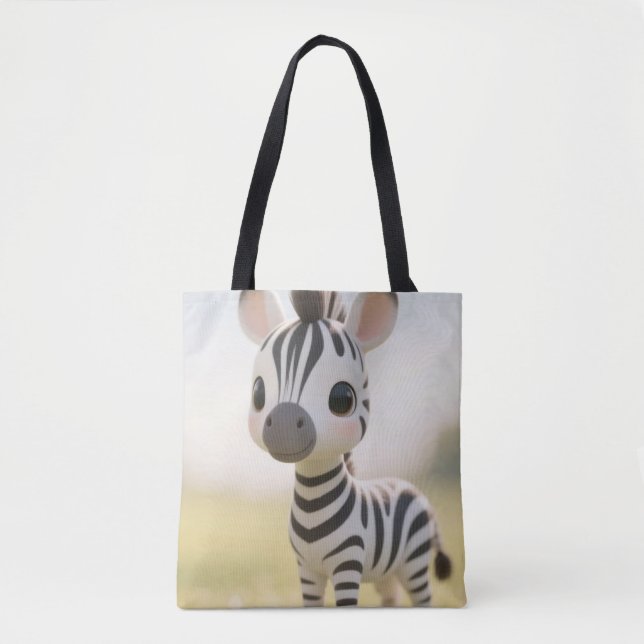 Lycklig Zebra Tote Bag Tygkasse (Framsida)
