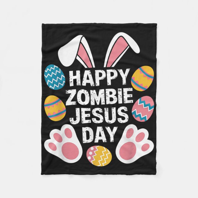 Lycklig Zombie Jesus Day Påsk Zombie Fleecefilt (Framsidan)