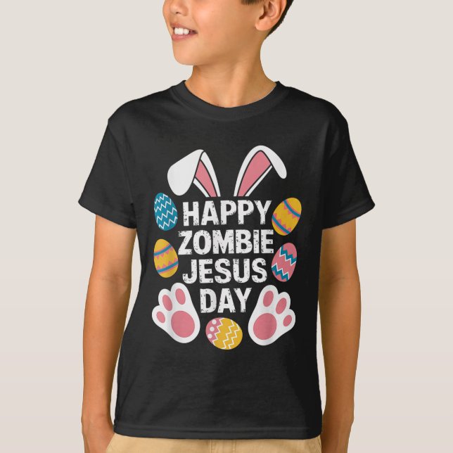 Lycklig Zombie Jesus Day Påsk Zombie T Shirt (Framsida)