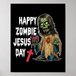 Lycklig Zombie Jesus Day Skeleton Horror Hall Poster