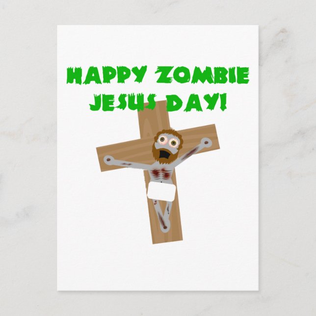 Lycklig Zombie Jesus Day Vykort (Framsida)