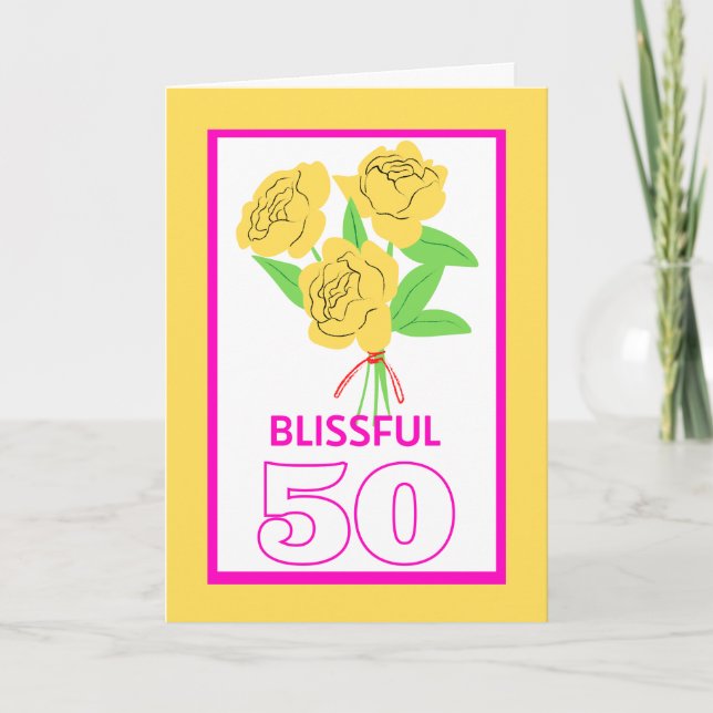 Lyckliga 50 gyllene bröllopsdag Rosor Kort (Framsida)