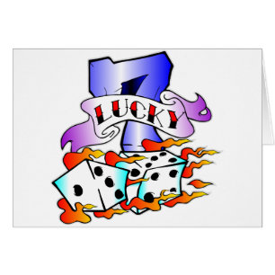 Lyckliga 7 & tärningtatuering hälsningskort