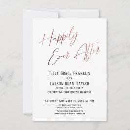 Lyckliga Alltid Efter Roséguld Elegant Bröllopsfes Inbjudningar