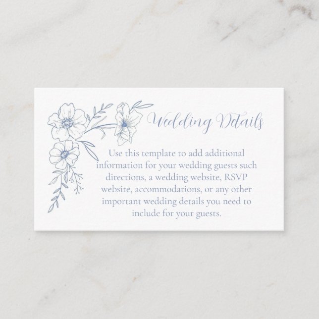 Lyckliga Blå Blommor Bröllopsföljekort Tilläggskort (Framsida)