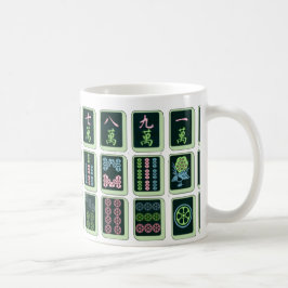 Lyckliga blått åtta rullar Mahjong belägger med Kaffemugg