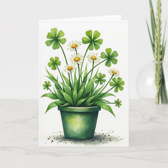 Lyckliga Blommor Vattenfärgkort Kort (Framsida)