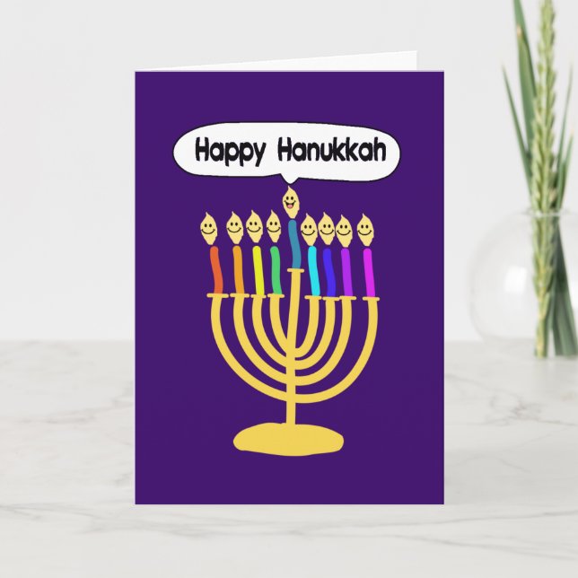 Lyckliga Channukah Menora/Chanukia Helgkort (Framsida)