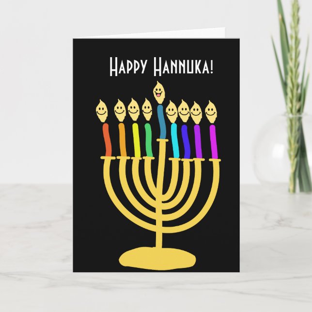 Lyckliga Channukah Menora/Chanukia Helgkort (Framsida)