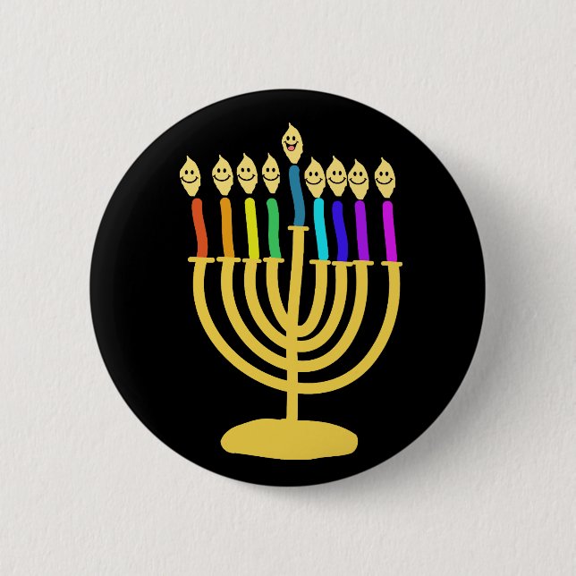 Lyckliga Channukah Menora/Chanukia Knapp (Framsida)