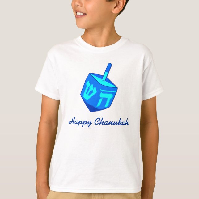 Lyckliga Chanukah Dreidel Tee Shirt (Framsida)