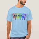 Lyckliga Chanukah för regnbåge skjortor Tee<br><div class="desc">Lyckliga Chanukah i en fodra av regnbågechanukiot (menoror). En judisk helgdagdesign för Chanukah.</div>
