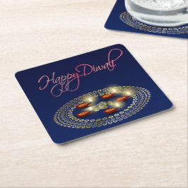 Lyckliga Diwali Ganesha Rangoli - papper Underlägg Papper Kvadrat