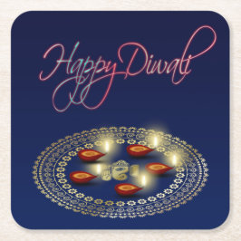 Lyckliga Diwali Ganesha Rangoli - papper Underlägg Papper Kvadrat