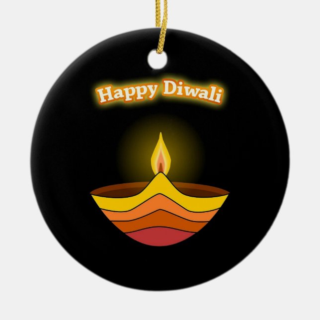 Lyckliga Diwali Julgransprydnad Keramik (Framsidan)