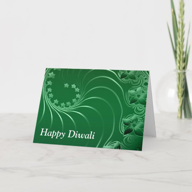Lyckliga Diwali med blommarullor Kort (Framsida)