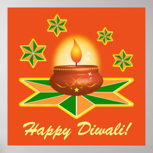 Lyckliga Diwali med lyktan Poster