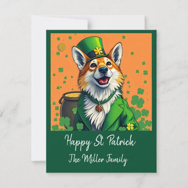 Lyckliga Djur i Förklädnad - St. Patrick’s Day Kul Julkort (Framsida)