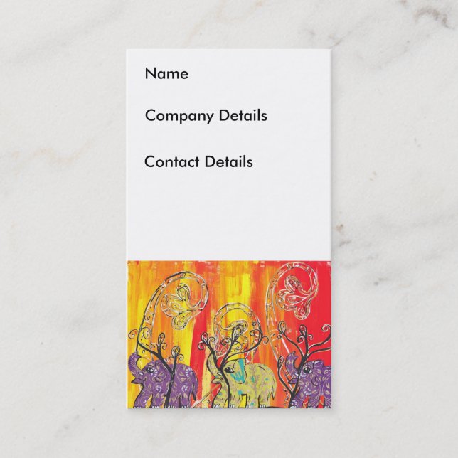 Lyckliga elefantparadvisitkortar visitkort (Framsida)