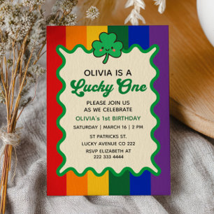 Lyckliga Ett Söta Shamrock St. Patrick's 1-årsdag Inbjudningar