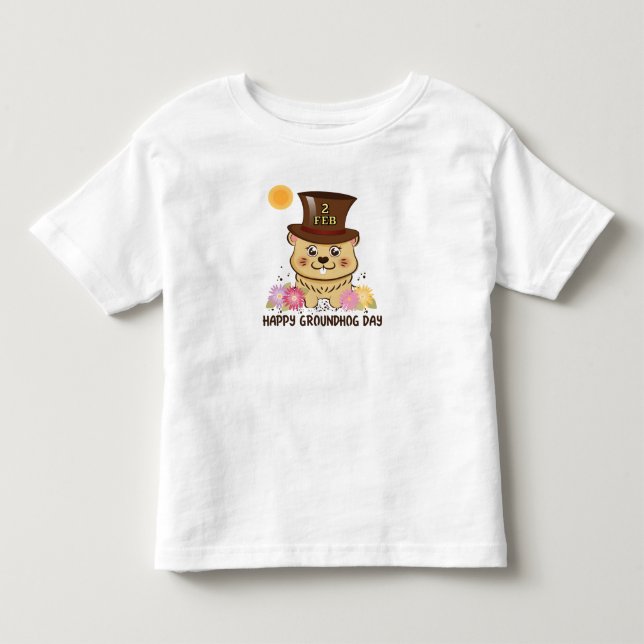 LYCKLIGA FEB 2 FÖR GROUNDHOG-DAG UNGAR T SHIRT (Framsida)