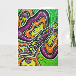 Lyckliga fjärilar förbigår hälsningkortet kort