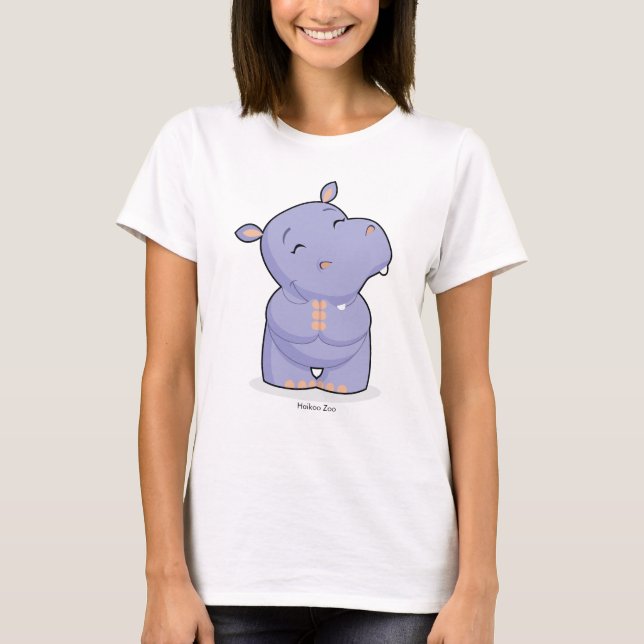 Lyckliga flodhästkvinna T-tröja Tee Shirt (Framsida)