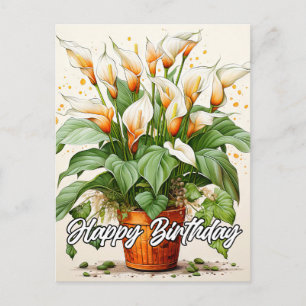 Lyckliga födelsedagsblommor Calla Lily Helg Vykort
