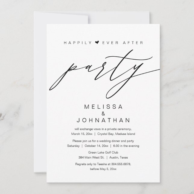 Lyckliga För Evigt, Bröllopsfest Med Elopemang Inbjudningar (Framsida)