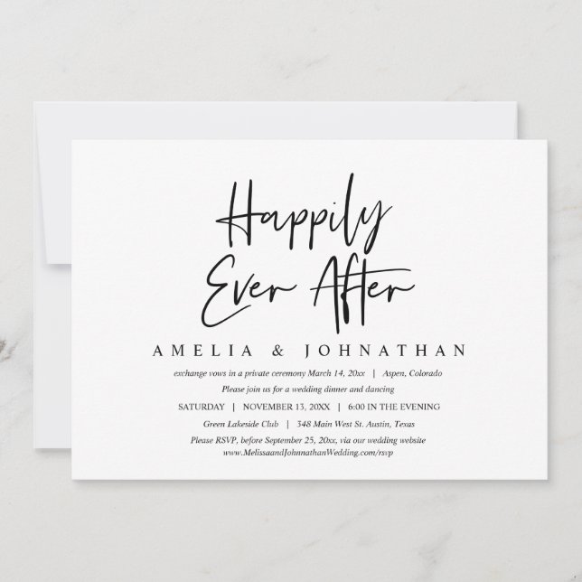 Lyckliga För Evigt, Bröllopsfirande Middag Inbjuda Inbjudningar (Framsida)
