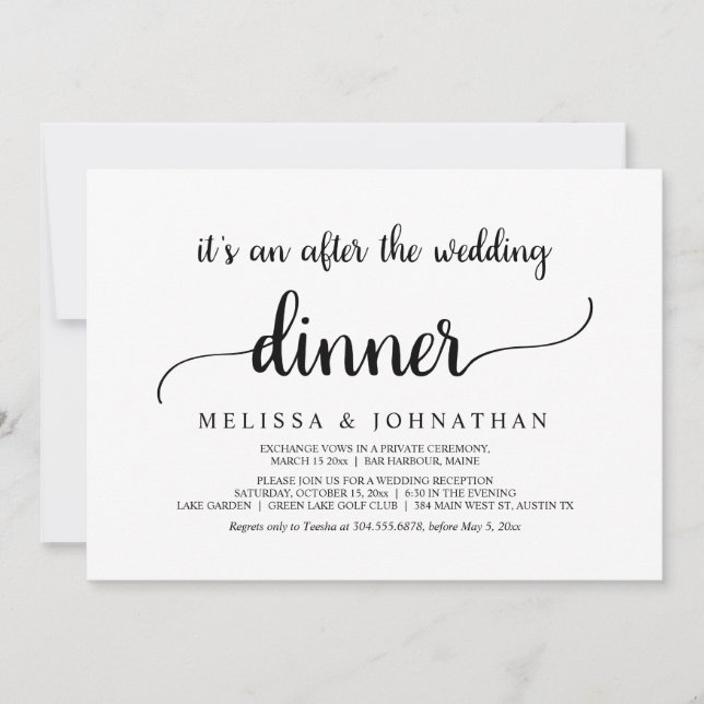 Lyckliga För Evigt Bröllopsflykt Middag Inbjudningar (Framsida)