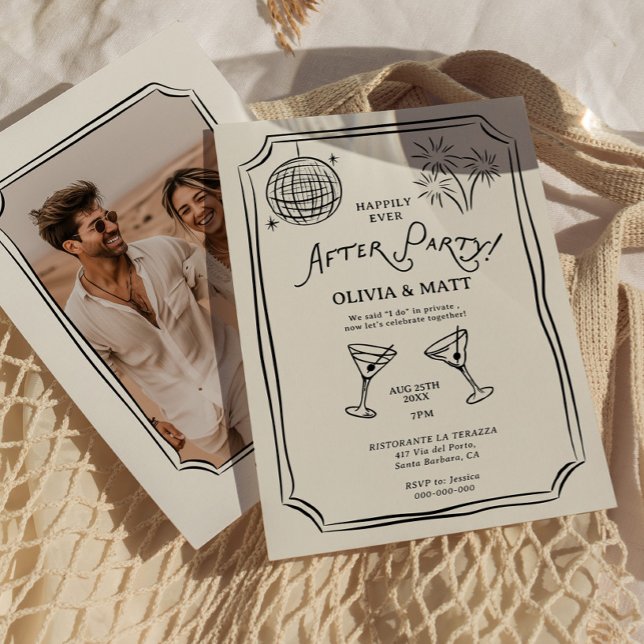 Lyckliga För Evigt Fest Bröllop Hemligt Bröllop Inbjudningar (Happily Ever After Party Elopement Wedding Invitation)