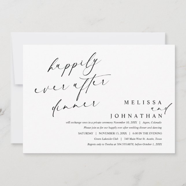 Lyckliga För Evigt Middag och Dans  Inbjudningar (Framsida)