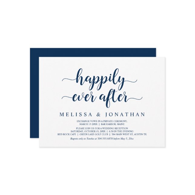 Lyckliga För Evigt, Rustik Sträng Ljus, Elopement Inbjudningar (Fram/Back In Situ)